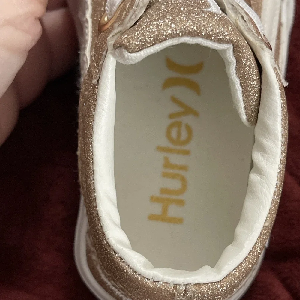 Hurley Toddler Children's Sz 5 Casual Sneakers Gold‎ & White Sparkle Broady - GT